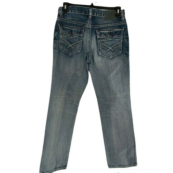 T.K. Axel Jeans Mens 32X34 Straight Leg Stonewash Whiskers Button Pockets Denim - Picture 2 of 10